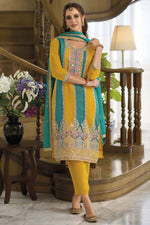 Load image into Gallery viewer, Attractive Function Wear Yellow Color Organza Fabric Readymade Salwar Suit
