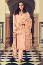 Load image into Gallery viewer, Peach Color Alluring Georgette Fabric Salwar Suit With Embroidered Work
