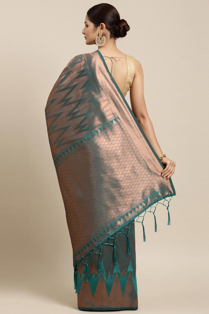 Teal Color Art Silk Fabric Weaving Work Function Wear Saree