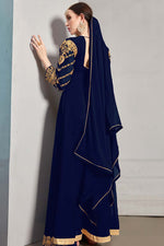 Load image into Gallery viewer, Engaging Navy Navy Blue Color Georgette Fabric Embroidered Work Anarkali Suit In Sangeet Wear
