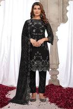 Load image into Gallery viewer, Black Color Georgette Fabric Embroidered Sequins Work Tempting Salwar Suit

