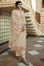 Load image into Gallery viewer, Prachi Desai Georgette Fabric Festive Wear Designer Embroidered Beige Color Palazzo Suit
