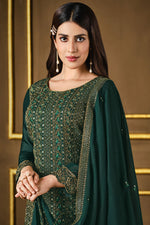 Load image into Gallery viewer, Fancy Fabric Party Look Glorious Salwar Suit In Dark Green Color
