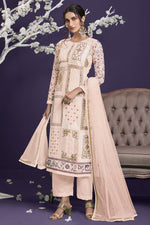Load image into Gallery viewer, Peach Color Georgette Fabric Fancy Embroidered Function Wear Designer Salwar Suit
