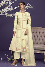 Load image into Gallery viewer, Georgette Fabric Embroidered Festive Wear Designer Salwar Suit In Yellow Color

