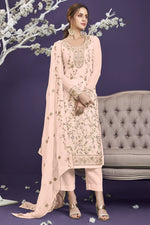 Load image into Gallery viewer, Peach Color Function Wear Embroidered Georgette Fabric Designer Salwar Suit
