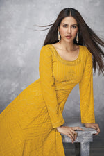 Load image into Gallery viewer, Mustard Color Embroidered Function Wear Georgette Fabric Anarkali Suit
