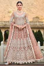 Load image into Gallery viewer, Classic Peach Net Anarkali Suit with Embroidered Work for Party
