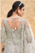 Load image into Gallery viewer, Regal Grey Net Anarkali Suit with Embroidered Work for Party
