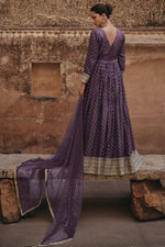 Load image into Gallery viewer, Embroidered Purple Color Readymade Long Anarkali Style Gown With Dupatta
