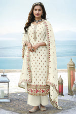 Load image into Gallery viewer, Radiant Cream Color Georgette Fabric Embroidered Salwar Suit
