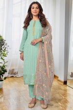 Load image into Gallery viewer, Ginni Kapoor Georgette Chiffon Fabric Embroidered Salwar Kameez In Sea Green Color