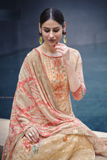 Load image into Gallery viewer, Beige Color Festive Wear Georgette Fabric Digital Printed Palazzo Suit
