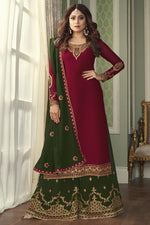 Load image into Gallery viewer, Shamita Shetty Maroon Color Function Wear Georgette Fabric Palazzo Suit
