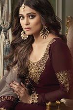 Load image into Gallery viewer, Shamita Shetty Georgette Fabric Party Wear Brown Color Palazzo Suit