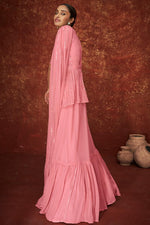 Load image into Gallery viewer, Pink Color Embroidered Attractive Georgette Palazzo Suit
