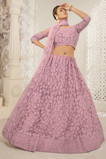 Load image into Gallery viewer, Designer Embroidered Wedding Wear Lehenga Choli In Pink Color Net Fabric
