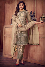 Load image into Gallery viewer, Festive Wear Beige Color Embroidered Work Salwar Suit In Festive Wear
