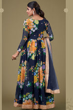 Load image into Gallery viewer, Navy Blue Color Georgette Fabric Alluring Digital Printed Anarkali Suit

