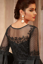 Load image into Gallery viewer, Function Wear Georgette Fancy Embroidered Floor Length Gown In Black
