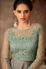 Load image into Gallery viewer, Georgette Fancy Grey Function Wear Embroidered Long Length Gown
