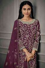 Load image into Gallery viewer, Engrossing Net Fabric Salwar Suit With Sequins Work In Purple Color
