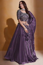 Load image into Gallery viewer, Organza Silk Fabric Purple Lehenga Choli For Wedding Function
