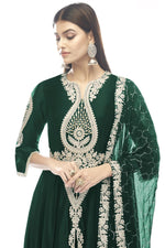 Load image into Gallery viewer, Function Wear Dark Green Color Beautiful Anarkali Suit In Satin Fabric
