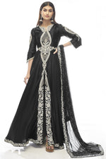 Load image into Gallery viewer, Function Wear Satin Fabric Anarkali Suit In Dazzling Black Color
