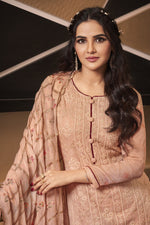 Load image into Gallery viewer, Georgette Fabric Sangeet Wear Embroidered Peach Color Palazzo Suit Featuring Jasmin Bhasins
