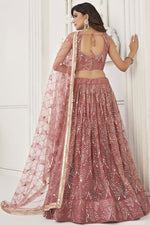 Load image into Gallery viewer, Embellished Peach Color Sangeet Wear Net Fabric Lehenga Choli
