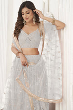 Load image into Gallery viewer, Off White Color Gorgeous Sangeet Wear Net Fabric Lehenga Choli
