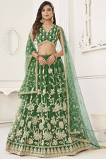 Load image into Gallery viewer, Occasion Wear Embroidered Green Lehenga In Net Fabric With Designer Blouse
