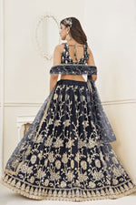 Load image into Gallery viewer, Reception Wear Embroidered Black Net Lehenga Choli With Party Wear Blouse