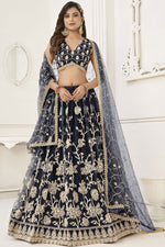 Load image into Gallery viewer, Reception Wear Embroidered Black Net Lehenga Choli With Party Wear Blouse