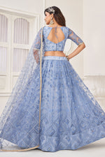 Load image into Gallery viewer, Blue Net Occasion Wear Lehenga Choli With Embroidery Work