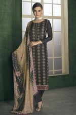 Load image into Gallery viewer, Georgette Fabric Festive Wear Black Color Embroidered Designer Salwar Suit
