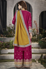 Load image into Gallery viewer, Cyan Color Embroidered Readymade Punjabi Style Palazzo Suit In Chinon Fabric