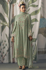 Load image into Gallery viewer, Pure Muslin Fabric Digital Print Sea Green Color Festive Wear Salwar Suit
