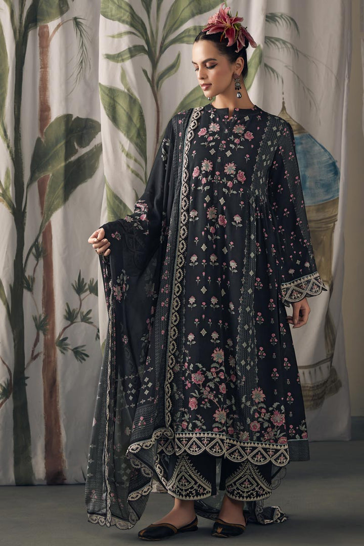 Black Color Festive Wear Digital Print Pakistani Suit In Pure Muslin Fabric