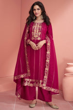 Load image into Gallery viewer, Vartika Singh Rani Color Art Silk Fabric Gorgeous Function Wear Palazzo Suit

