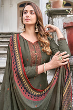Load image into Gallery viewer, Festive Wear Dark Beige Color Embroidered Fancy Fabric Salwar Suit
