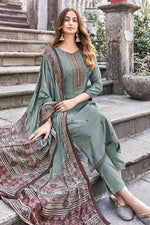 Load image into Gallery viewer, Fancy Fabric Function Wear Embroidered Grey Color Salwar Suit
