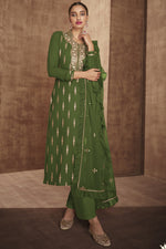 Load image into Gallery viewer, Green Color Georgette Fabric Fancy Embroidered Function Wear Designer Palazzo Suit
