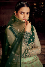 Load image into Gallery viewer, EmbroideSea Green Sea Green Color Function Wear Net Fabric Anarkali Suit
