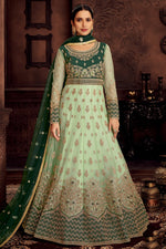 Load image into Gallery viewer, EmbroideSea Green Sea Green Color Function Wear Net Fabric Anarkali Suit
