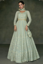 Load image into Gallery viewer, Georgette Fabric Embroidered Readymade Long Anarkali Style Gown With Dupatta
