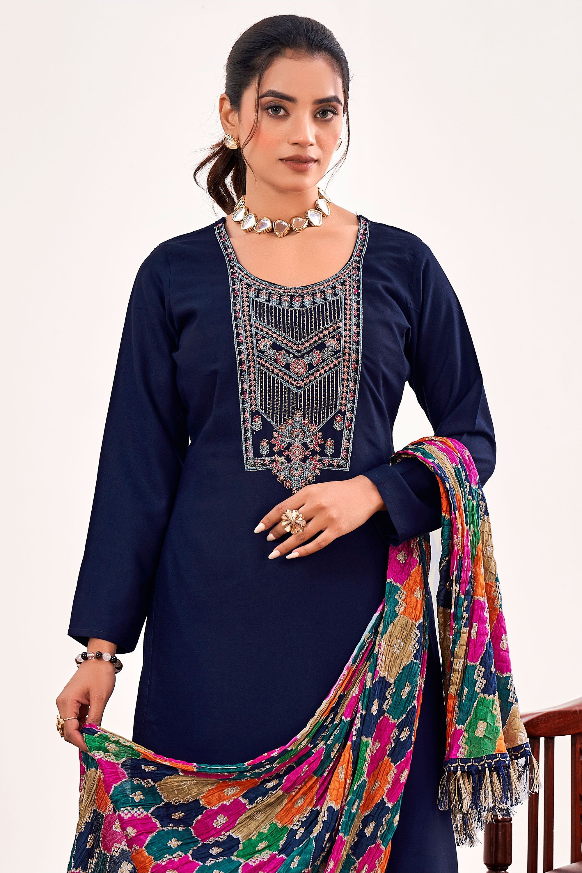 Blue Color Rayon Fabric Lovely Casual Salwar Suit