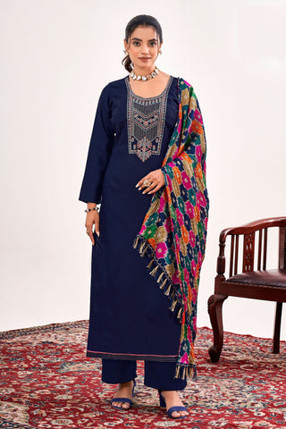 Blue Color Rayon Fabric Lovely Casual Salwar Suit