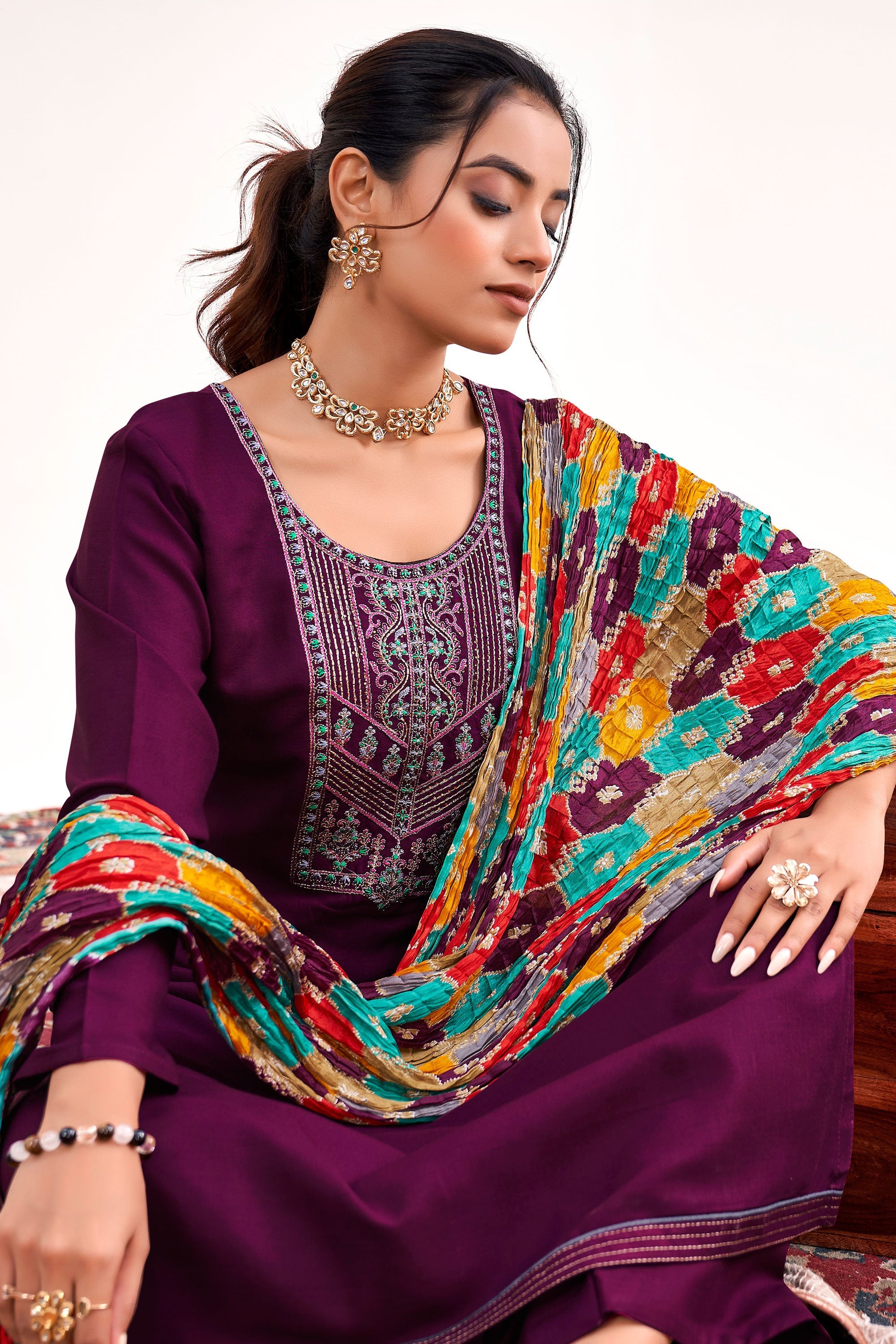 Rayon Fabric Purple Color Casual Winsome Salwar Suit